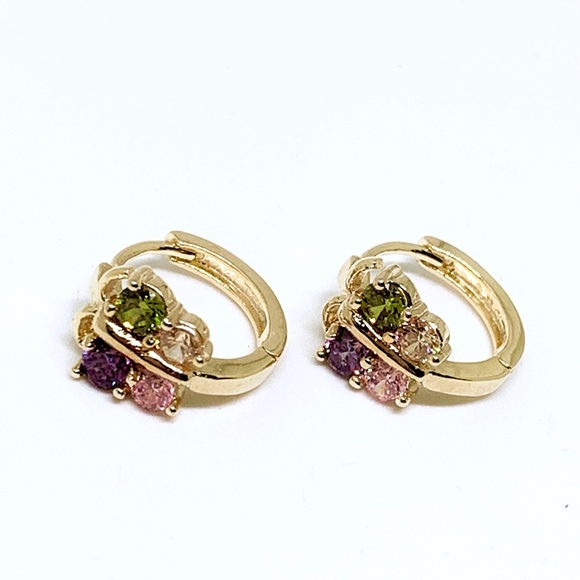 Multicolor Cz Butterflies 18k Gold Plated - Picture 1 of 4